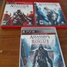 Assassin's Creed 1,2 Greatest Hits & Rogue Limited Edition PS3 Game Lot 3