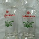 Budweiser King of Beers Pub Style Beer Glass Flying Eagle Logo Green Lot of 2