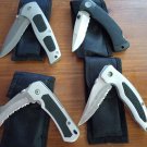 Pocket Knife's Lot of 4 Foldable With Belt Clips & Nylon Pouches