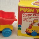 Push n Go Preschool Tomy Dump Truck Kids Toy 1985 w/box  #1012 Yellow