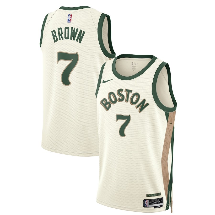 Boston Celtics #7 Jaylen Brown Men's White Basketball Jersey