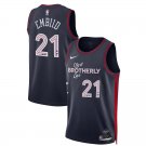 Philadelphia 76ers #21 Joel Embiid Men's Navy Basketball Jersey