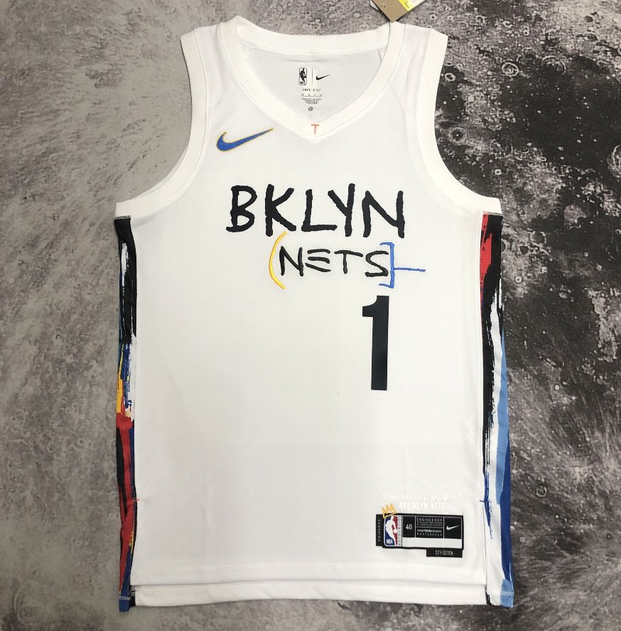 Brooklyn Nets #1 Mikal Bridges Men's White Basketball Jersey