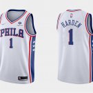 Philadelphia 76ers #1 James Harden Men's White Basketball Jersey