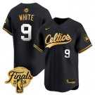Men's Boston Celtics #9 Derrick White 2024 Finals Black Gold Baseball Jersey