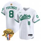 Men's Boston Celtics #8 Kristaps Porzingis 2024 Finals Association White Baseball Stitched Jersey
