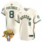 Men's Boston Celtics #8 Kristaps Porzingis 2024 Finals 23\24 City Cream Baseball Stitched Jersey
