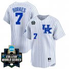 Men's Kentucky #7 Debin Burkes 2024 College World Series White Pinstripe Baseball Stiched Jersey