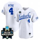 Men's Kentucky #4 Emilien Pitre 2024 College World Series White Baseball Stiched Jersey
