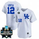 Men's Kentucky #12 Grant Smith 2024 College World Series White Pinstripe Baseball Stiched Jersey