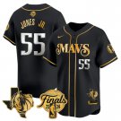 Men's Dallas Mavericks #55 Derrick Jones Jr.  Finals 2024 Black Gold Baseball Stiched Jersey