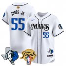 Men's Dallas Mavericks #55 Derrick Jones Jr. Finals 2024 White Baseball Stiched Jersey