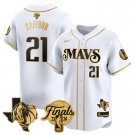 Men's Dallas Mavericks #21 Daniel Gafford Finals 2024 White Gold Baseball Stiched Jersey