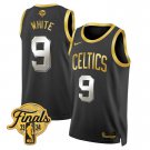 Men's Boston Celitics  #9 Derrick White 2024 Finals Black Gold Basketball Stiched Jersey
