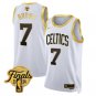 Men's Boston Celitics #7 Jaylen Brown 2024 Finals White Gold Basketball Stiched Jersey