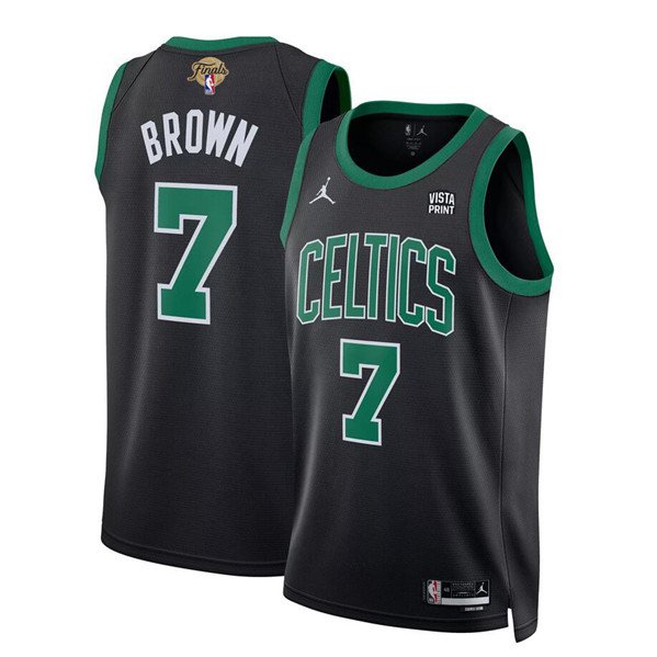 Men's Boston Celitics  #7 Jaylen Brown 2024 Finals Statement Black Basketball Stiched Jersey