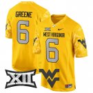 Men's #6 Garrett Greene West Virginia Mountaineers 2024 Gold Football Stitched Jersey