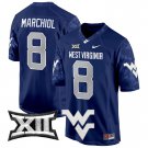 Men's #8 Nicco Marchiol West Virginia Mountaineers 2024 Navy Football Stitched Jersey