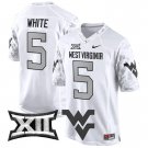 Men's #5 Pat White West Virginia Mountaineers 2024 White Football Stitched Jersey