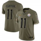 Men's #11 Chase Claypool Steelers Salute To Service 2022 Olive Football Stitched Jersey