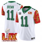 Men's #11 A.J. Brown Philadelphia Eagles Super Bowl Kelly White Stitched Football Jersey