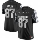 Men's #87 Kole Taylor West Virginia Mountaineers 2024 Coal Stitched Football Jersey