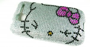 Silver Hello Kitty Bling Crystal Case Cover for HTC G7 Desire