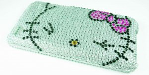 Silver Hello Kitty Bling Crystal Case Cover for Apple iPod Touch 4 iTouch 4