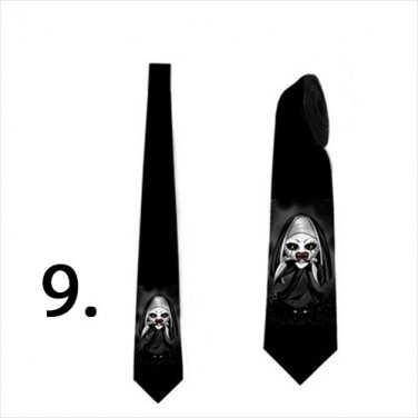 Necktie with nun comic horror for Halloween theme party