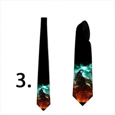 Necktie with godzilla