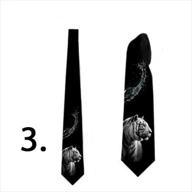 Necktie with tiger wild animal custom print