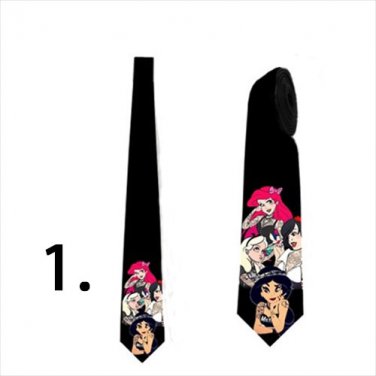 Necktie with modern snow white little mermaid jasmine