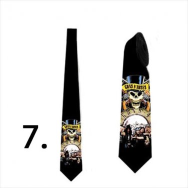 Necktie with skulls and rock bands