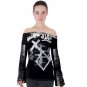 Off Shoulder Long Sleeve Top with graffiti print urban modern style