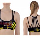 Woman sport top Activewear for aerobic yoga and pole dance outfit with danger sign