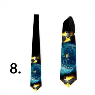 Necktie with jaws shark print and custom design