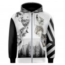 Man Zipper Hoodie with wolfs sport jacket custom print