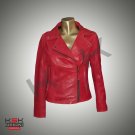 KSK Fashions - Women Trendy Red Color Genuine Sheep Leather Jacket