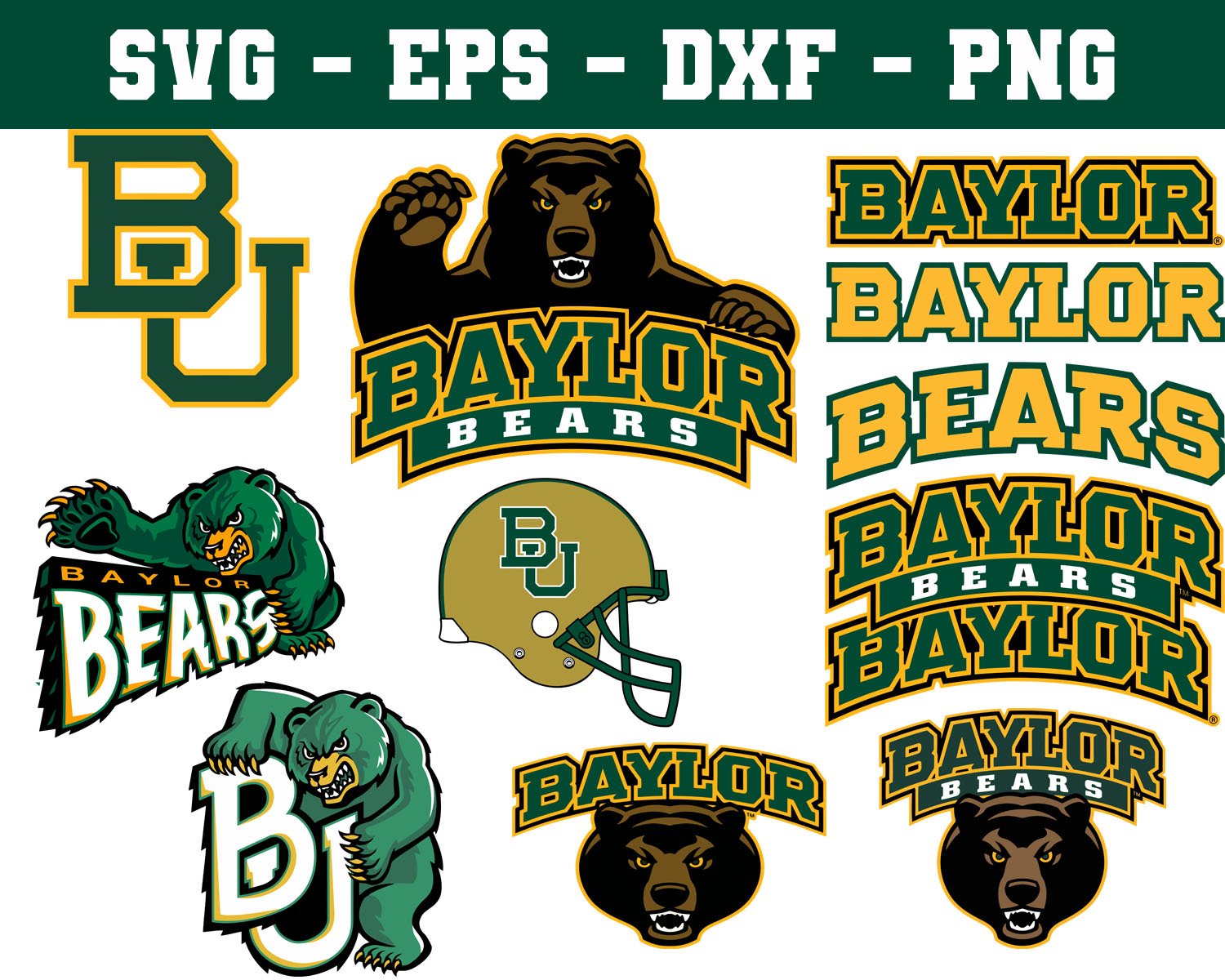 Baylor Bear football NCAA Logo Svg, Eps, Dxf, Png