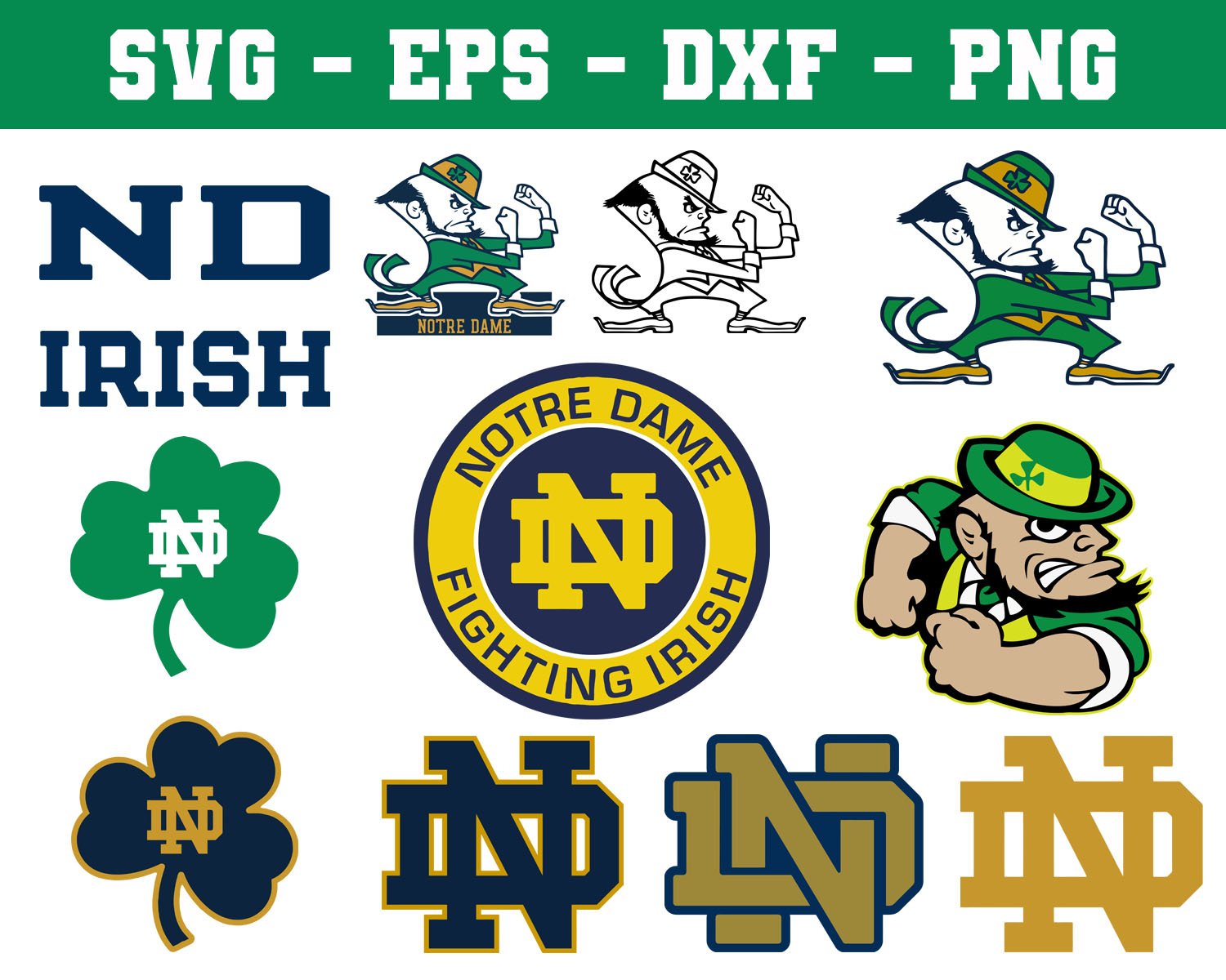 Notre Dame Fighting Irish Football NCAA Logo Svg, Eps, Dxf, Png.