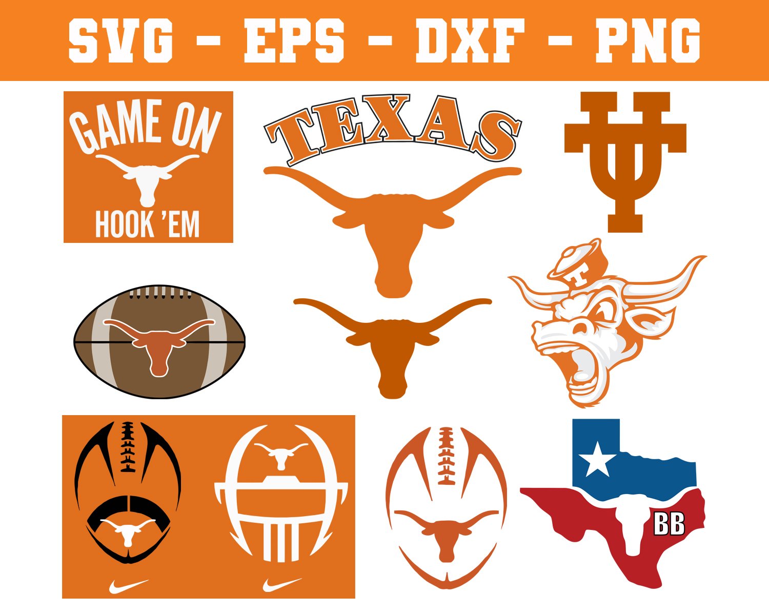 Texas Longhorn Football NCAA Logo Svg, Eps, Dxf, Png