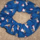 Little Angels on Blue Fabric Hair Scrunchie Scrunchies by Sherry