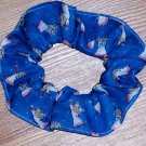 Angels with Pink on Blue Fabric Hair Scrunchie Scrunchies by Sherry