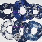 8 Dallas Cowboys Fabric Hair Scrunchies Ties NFL Camo Tye-Dyed Glow White Blue