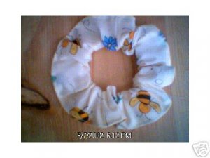 Bees and Flowers Fabric Hair Scrunchie Scrunchies by Sherry