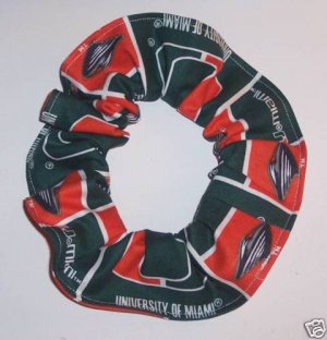 Miami Hurricanes Patchwork Fabric Hair Scrunchie Scrunchies by Sherry