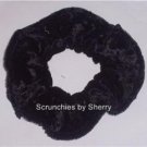 Black Sequin Dots Velour Fabric Hair Ties Scrunchie Scrunchies by Sherry