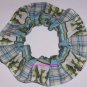 Fish Fishing Plaid Stripes Fabric Hair Ties Scrunchie Scrunchies by Sherry