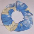 Clouds Moons Stars Blue Fabric Hair Ties Scrunchie Scrunchies by Sherry