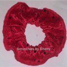Red Sequin Dots Velour Fabric Hair Ties Scrunchie Scrunchies by Sherry